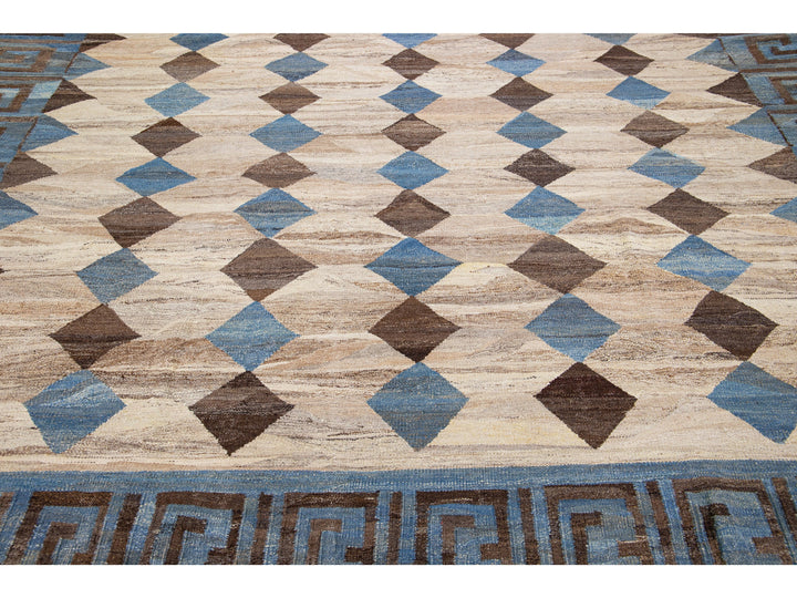 Modern Flat-Weave Wool Rug 10 X 13