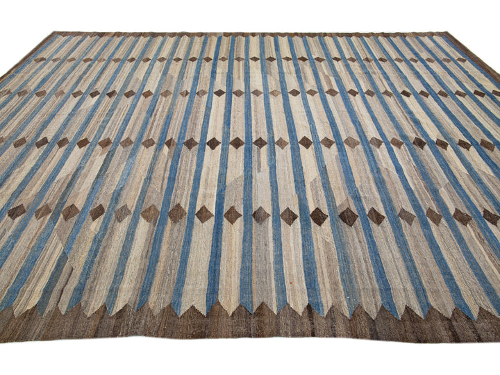 Modern Flat-Weave Wool Rug 11 X 14