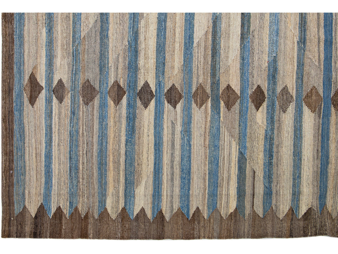 Modern Flat-Weave Wool Rug 11 X 14