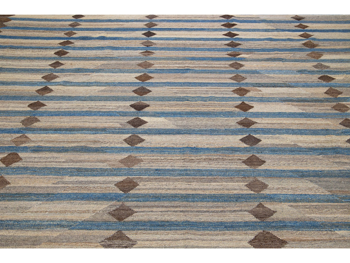 Modern Flat-Weave Wool Rug 11 X 14