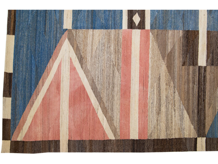 Modern Flat-Weave Wool Rug 13 X 20