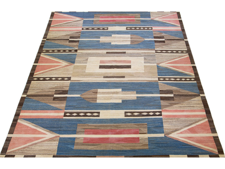 Modern Flat-Weave Wool Rug 13 X 20