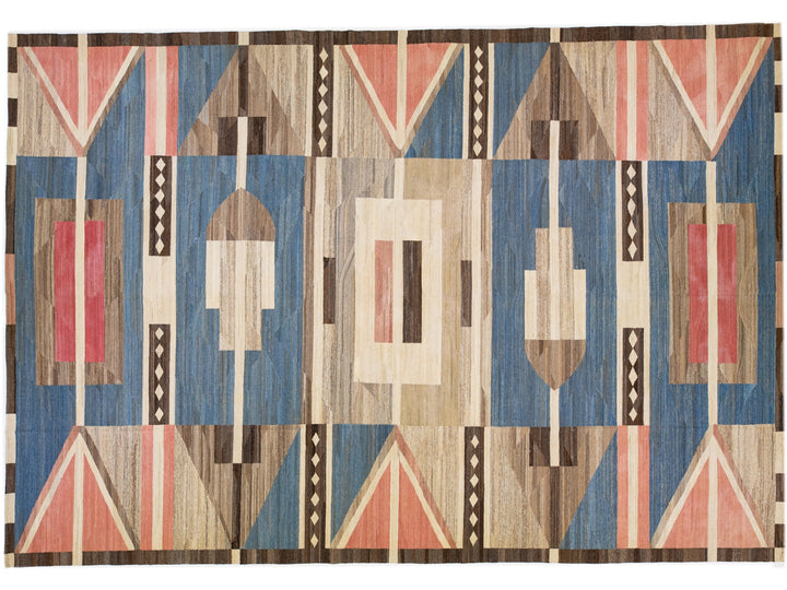 Modern Flat-Weave Wool Rug 13 X 20