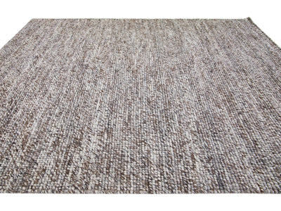 Modern Textured/Felt Wool Rug 9 X 12