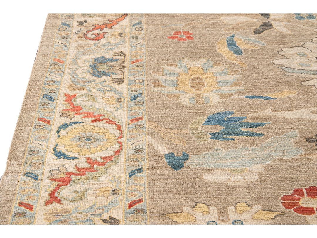 Modern Sultanabad Handmade Floral Multicolor Wool Rug
