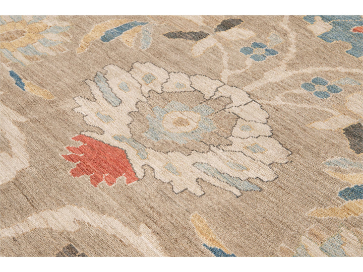 Modern Sultanabad Handmade Floral Multicolor Wool Rug