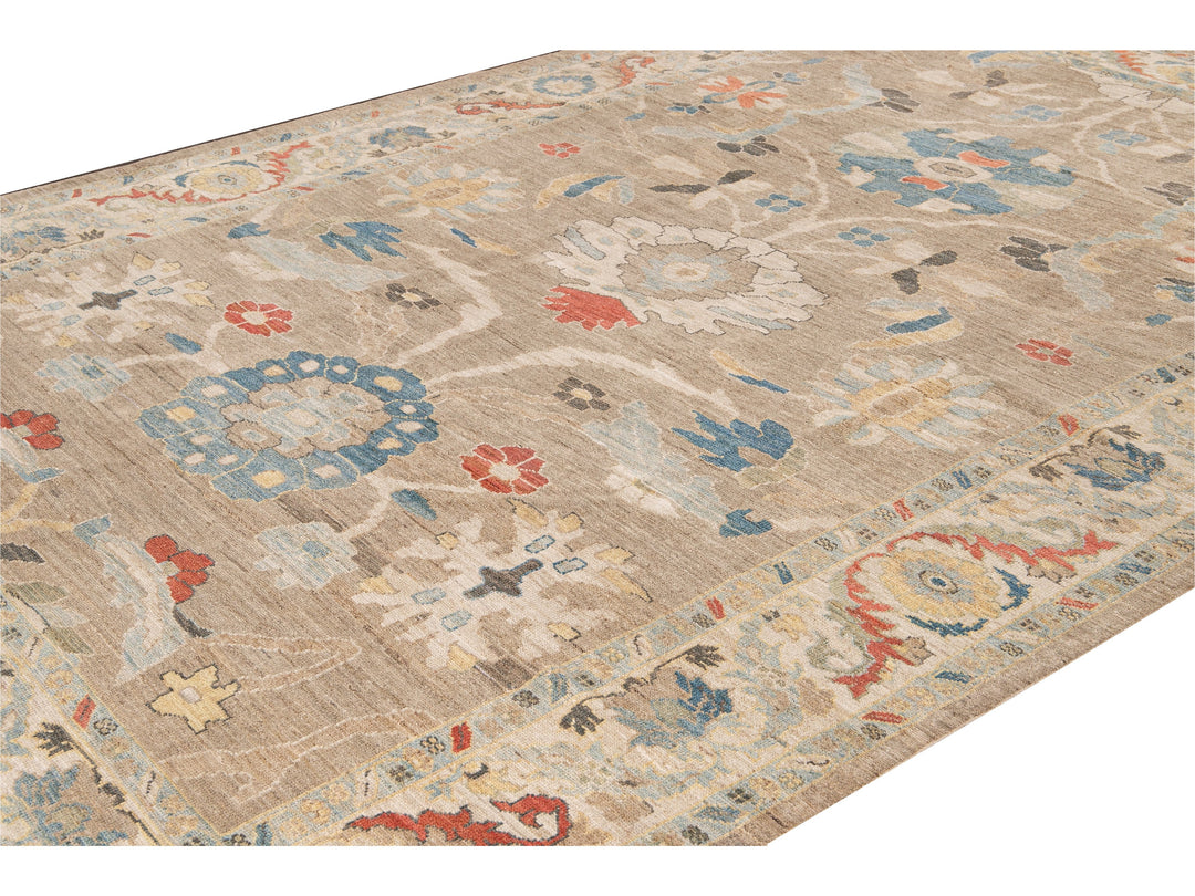 Modern Sultanabad Handmade Floral Multicolor Wool Rug