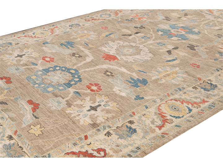 Modern Sultanabad Handmade Floral Multicolor Wool Rug