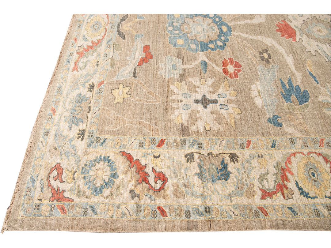 Modern Sultanabad Handmade Floral Multicolor Wool Rug
