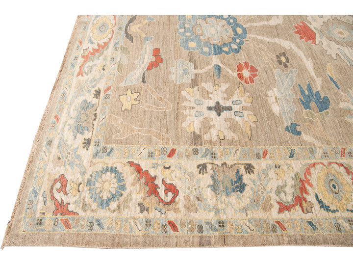 Modern Sultanabad Handmade Floral Multicolor Wool Rug