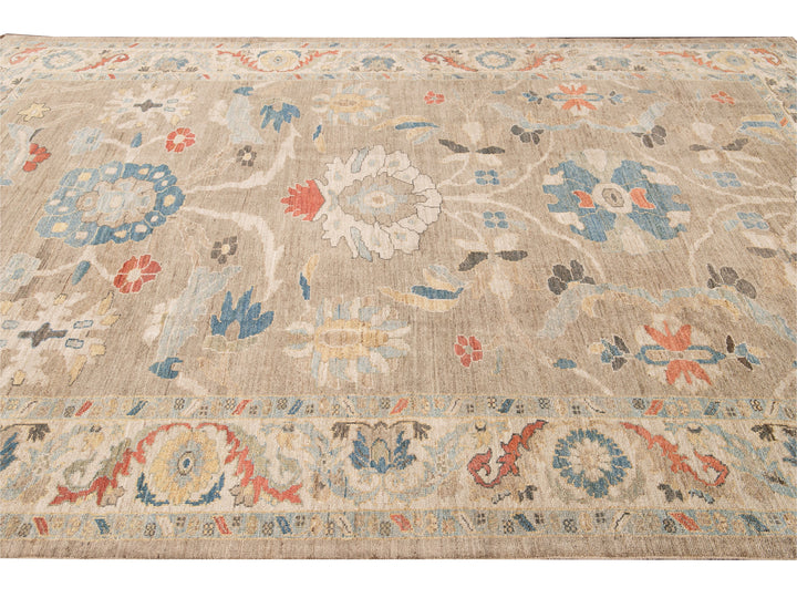 Modern Sultanabad Handmade Floral Multicolor Wool Rug