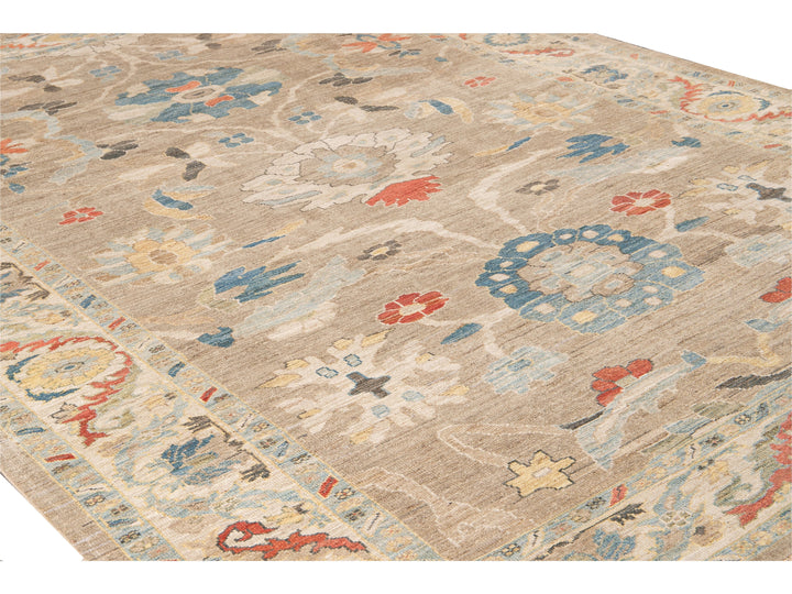Modern Sultanabad Handmade Floral Multicolor Wool Rug