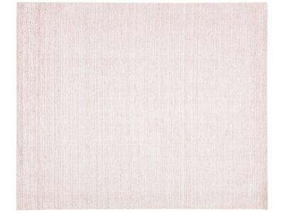 Modern Apadana's Groove Handmade Bamboo/Silk Rug with Solid Light Pink Motif