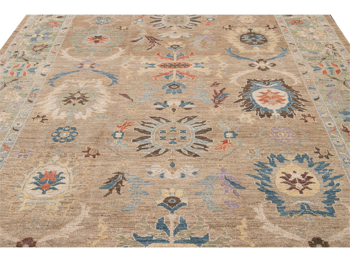 Modern Sultanabad Handmade Multicolor Floral Wool Rug