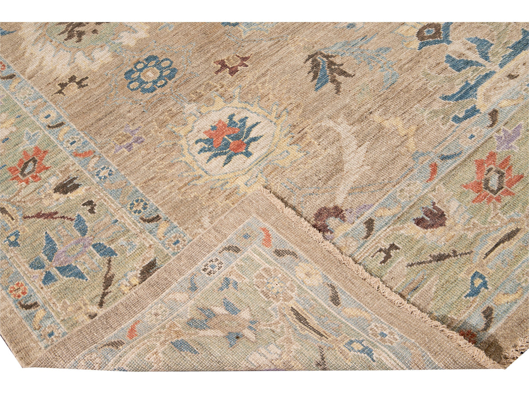 Modern Sultanabad Handmade Multicolor Floral Wool Rug
