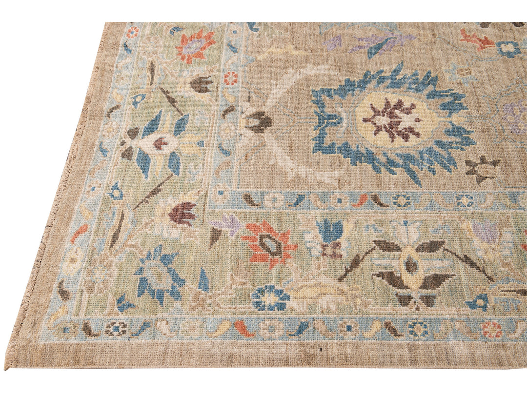 Modern Sultanabad Handmade Multicolor Floral Wool Rug