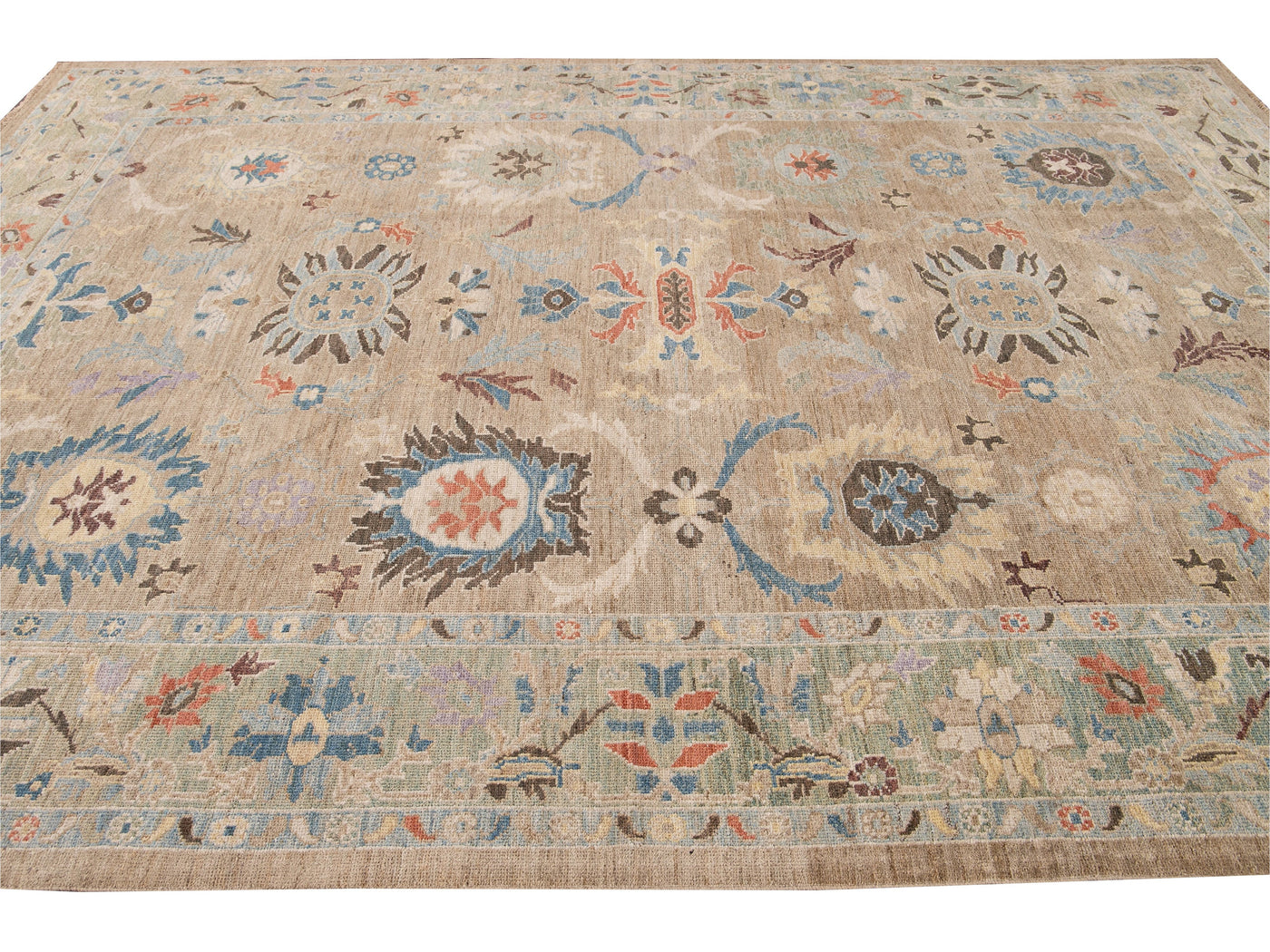 Modern Sultanabad Handmade Multicolor Floral Wool Rug