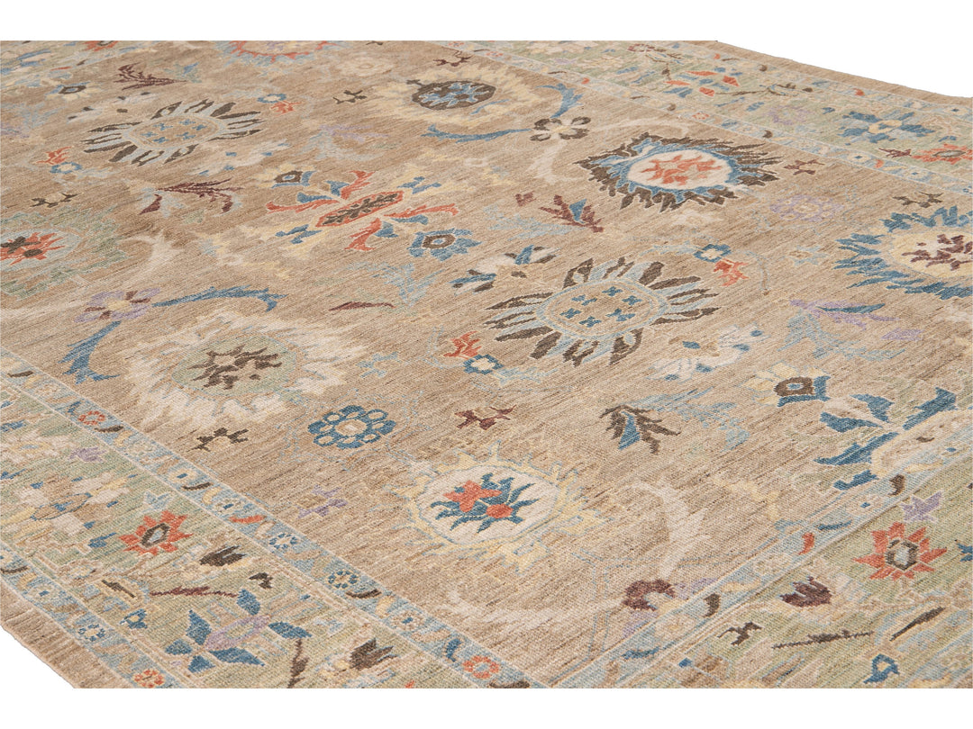 Modern Sultanabad Handmade Multicolor Floral Wool Rug