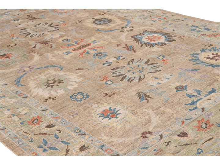 Modern Sultanabad Handmade Multicolor Floral Wool Rug