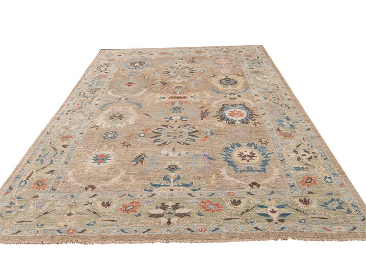 Modern Sultanabad Handmade Multicolor Floral Wool Rug