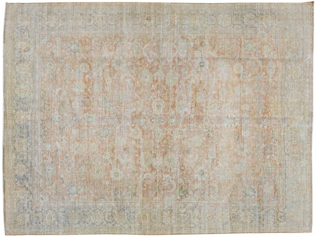 Antique Persian Mahal Handmade Shabby Chic Rust Wool Rug With Allover Design