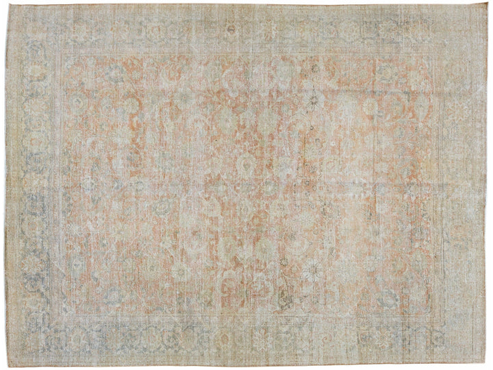 Antique Persian Mahal Handmade Shabby Chic Rust Wool Rug With Allover Design