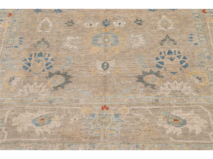 Modern Sultanabad Beige Handmade Floral Wool Rug