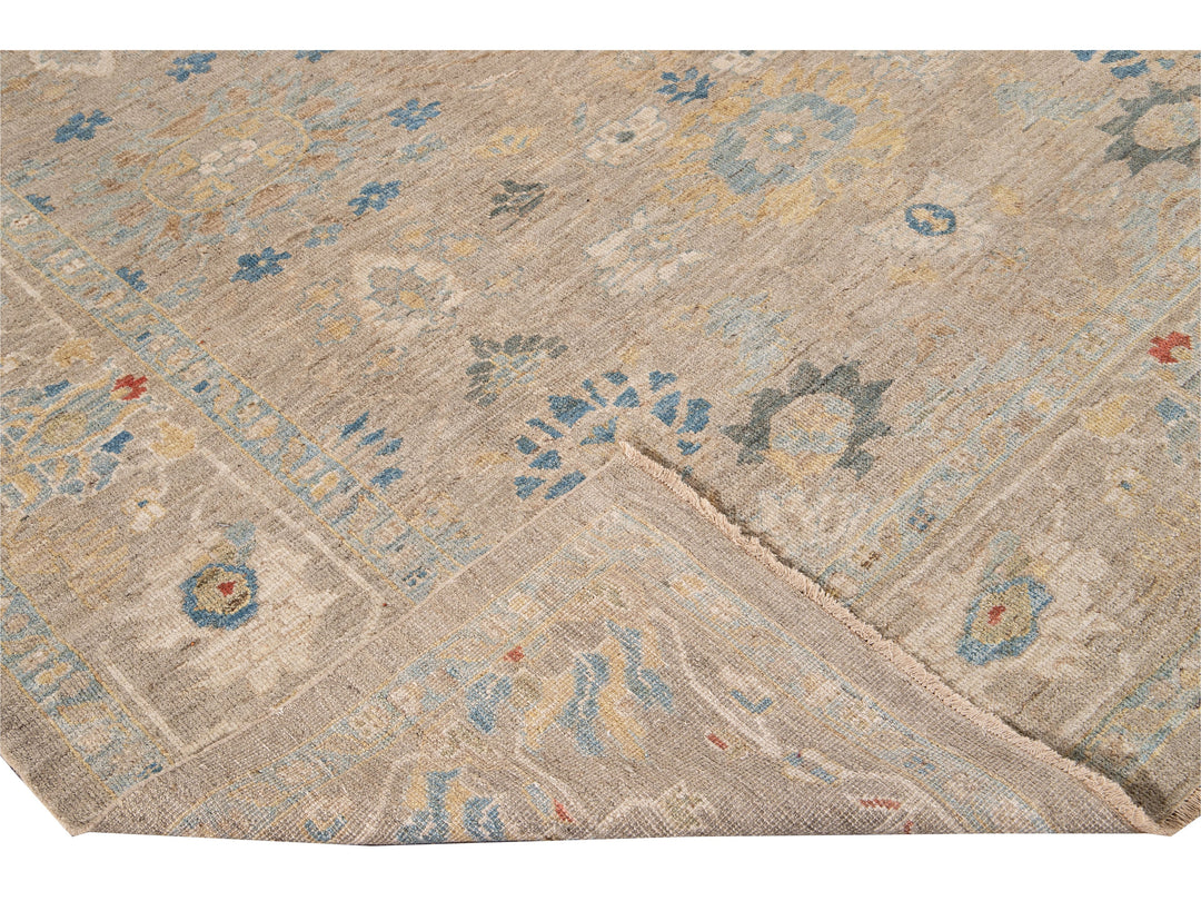 Modern Sultanabad Beige Handmade Floral Wool Rug