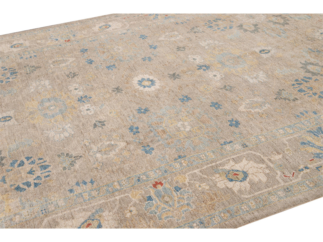 Modern Sultanabad Beige Handmade Floral Wool Rug