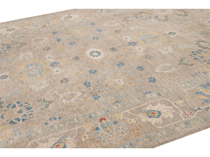 Modern Sultanabad Beige Handmade Floral Wool Rug