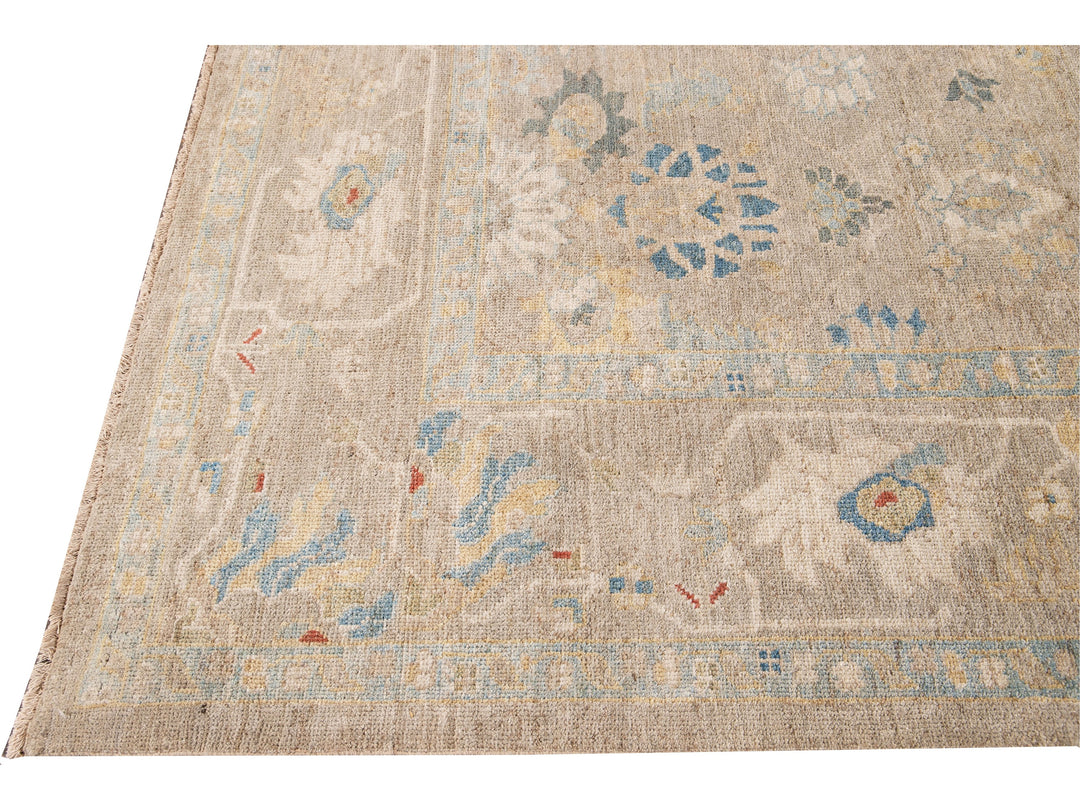 Modern Sultanabad Beige Handmade Floral Wool Rug