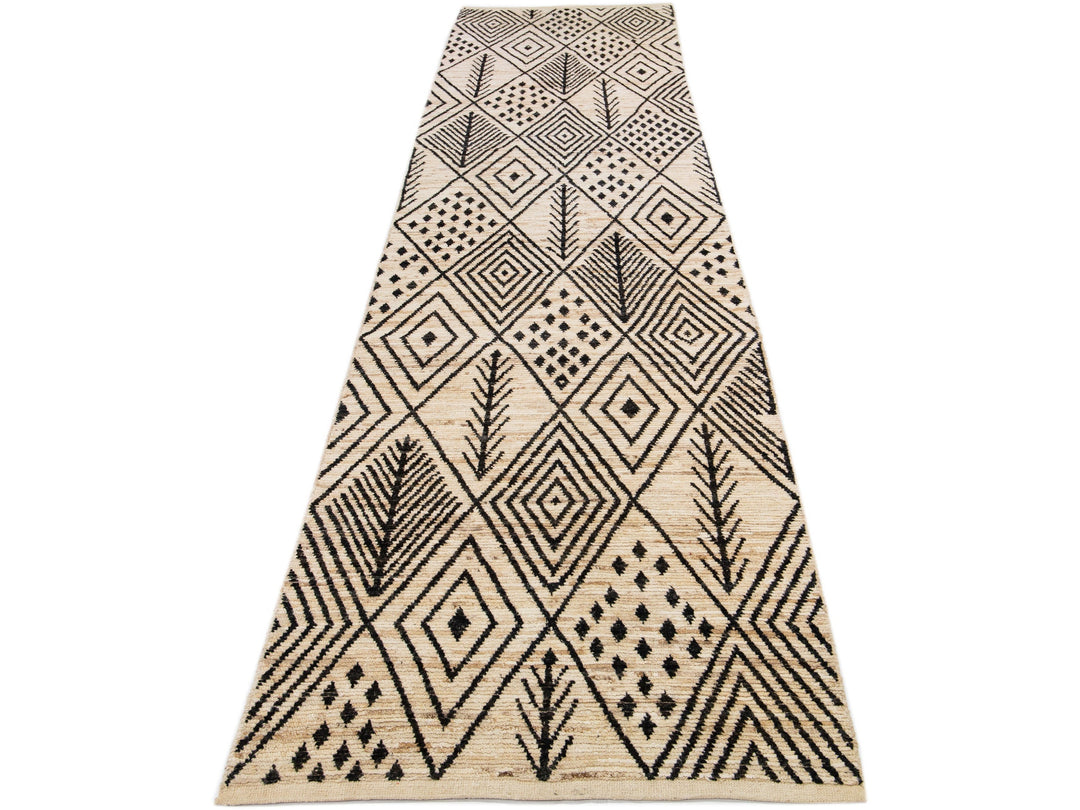 Modern Moroccan Wool Runner 4 X 19