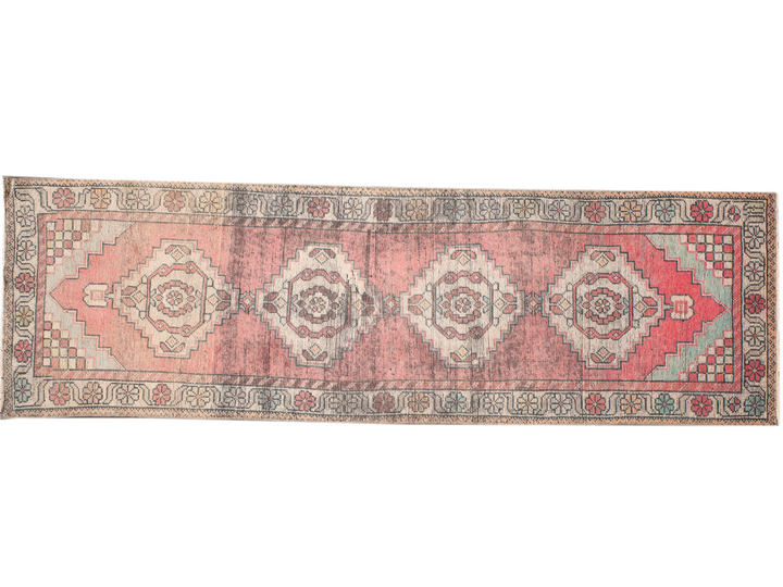 Mid 20th Century Vintage Turkish Wool Runner Rug, 3 X 10