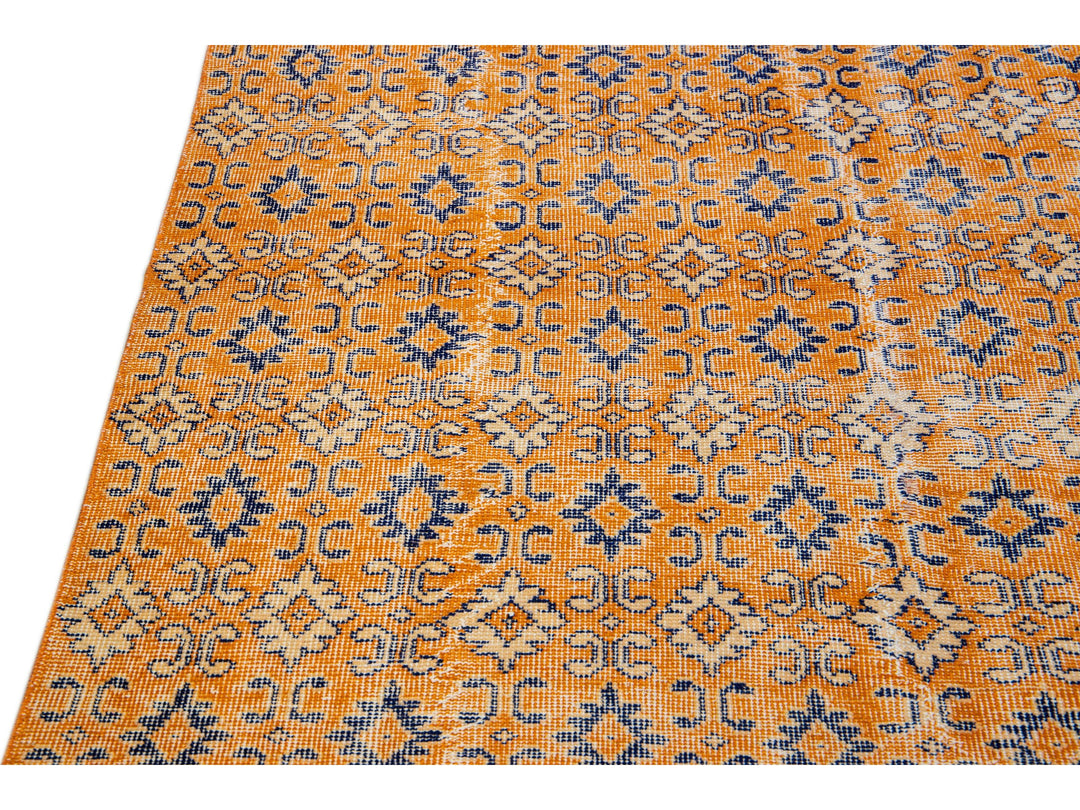 Vintage Turkish Deco Wool Rug 7 X 10