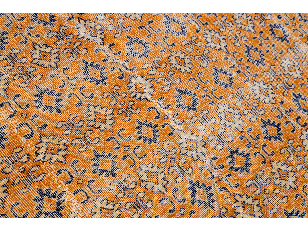 Vintage Turkish Deco Wool Rug 7 X 10