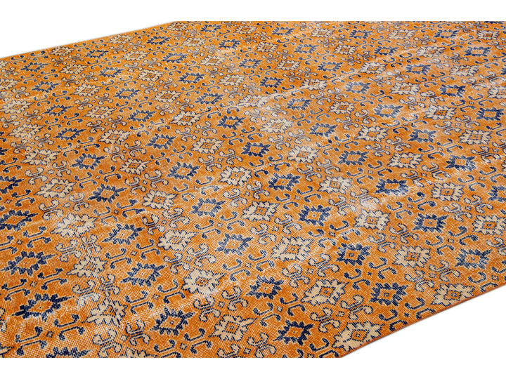 Vintage Turkish Deco Wool Rug 7 X 10