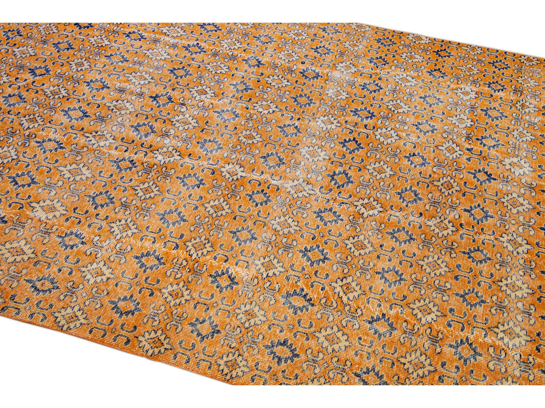 Vintage Turkish Deco Wool Rug 7 X 10