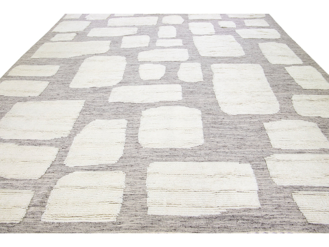 Modern Moroccan Wool Rug 12 X 15