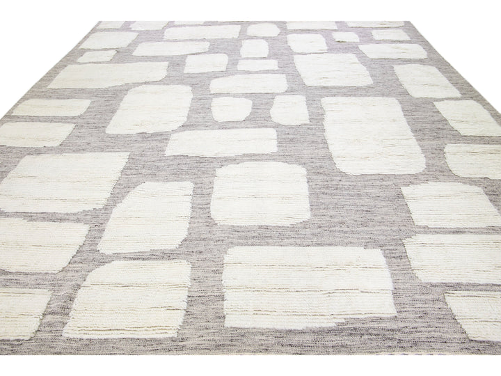 Modern Moroccan Wool Rug 12 X 15