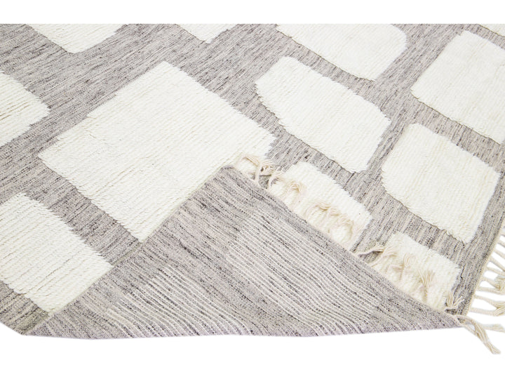 Modern Moroccan Wool Rug 12 X 15