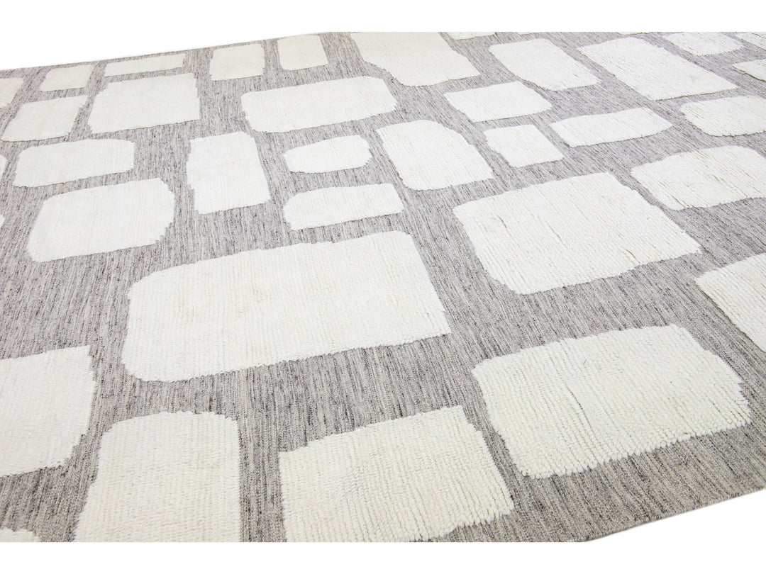 Modern Moroccan Wool Rug 12 X 15
