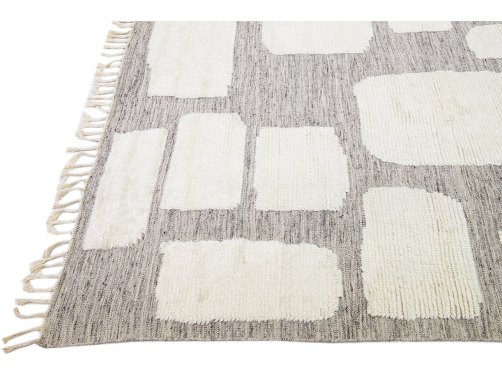 Modern Moroccan Wool Rug 12 X 15