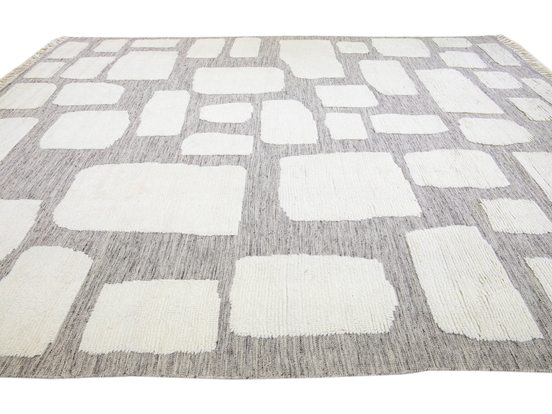 Modern Moroccan Wool Rug 12 X 15