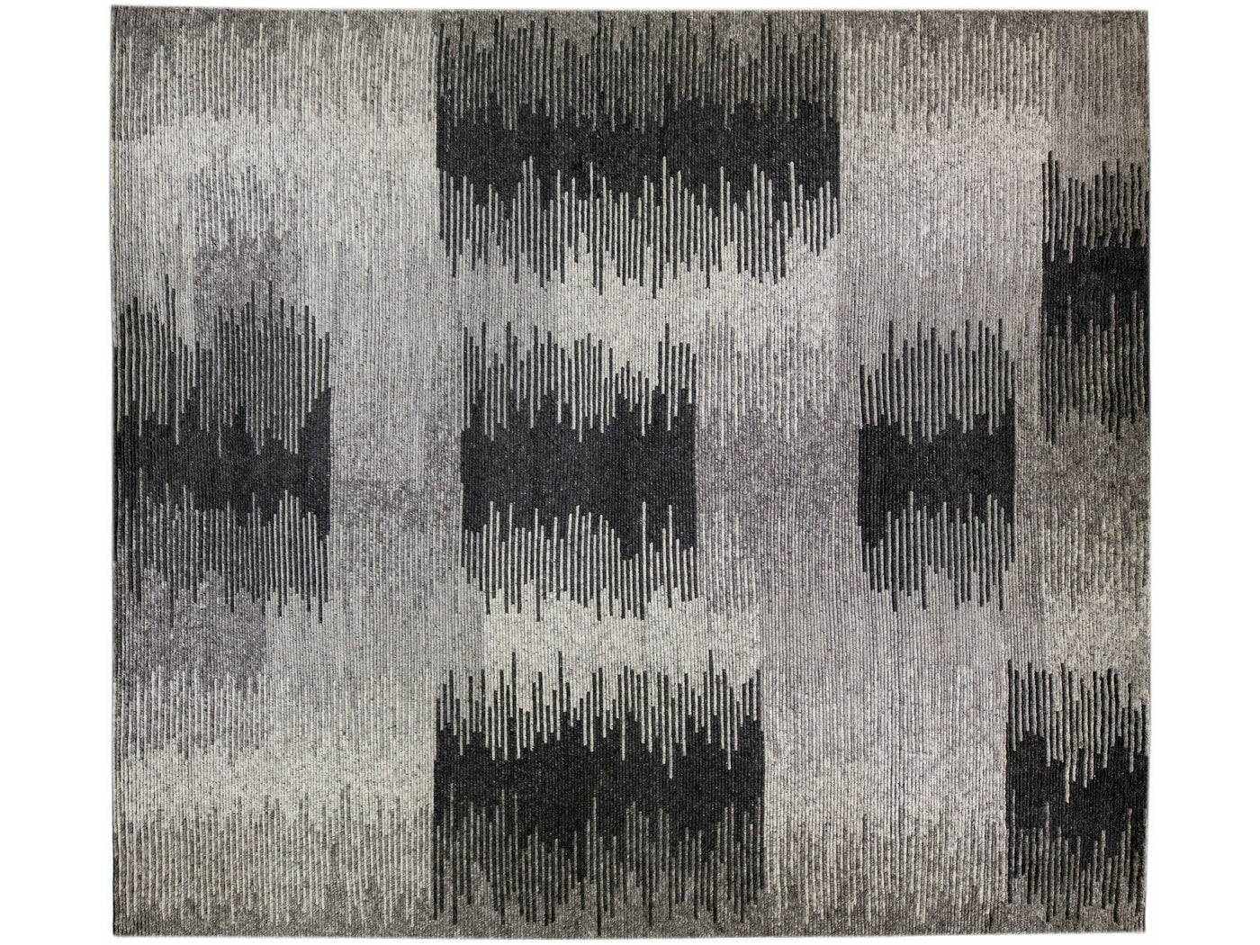 Gray Modern Moroccan Style Handmade Abstract Designed Oversize Wool Rug