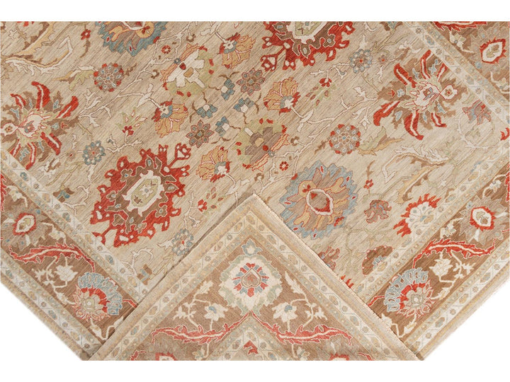 Contenporary Sultanabad Design Wool Rug 14 X 18