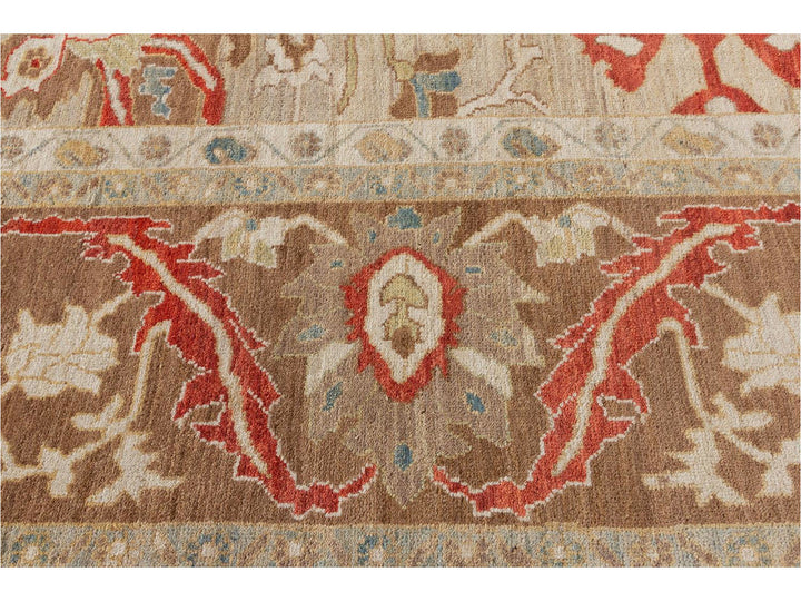 Contenporary Sultanabad Design Wool Rug 14 X 18