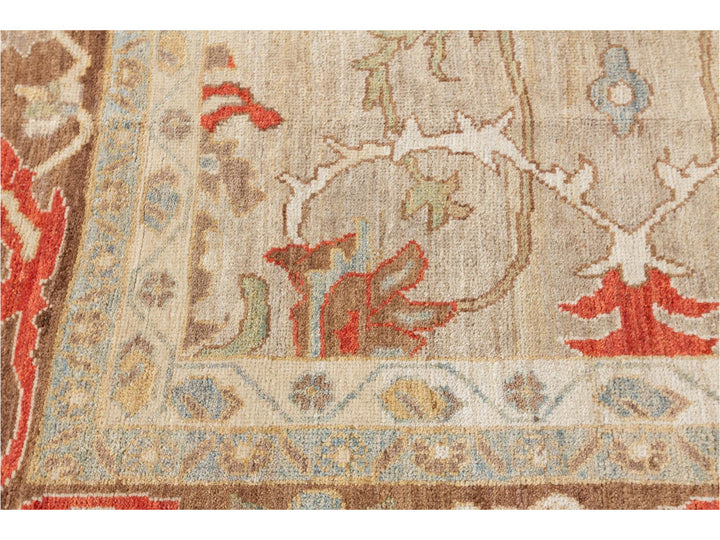 Contenporary Sultanabad Design Wool Rug 14 X 18