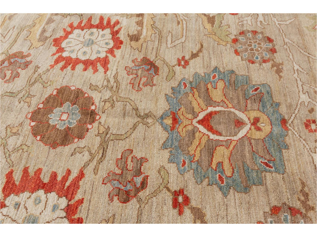 Contenporary Sultanabad Design Wool Rug 14 X 18