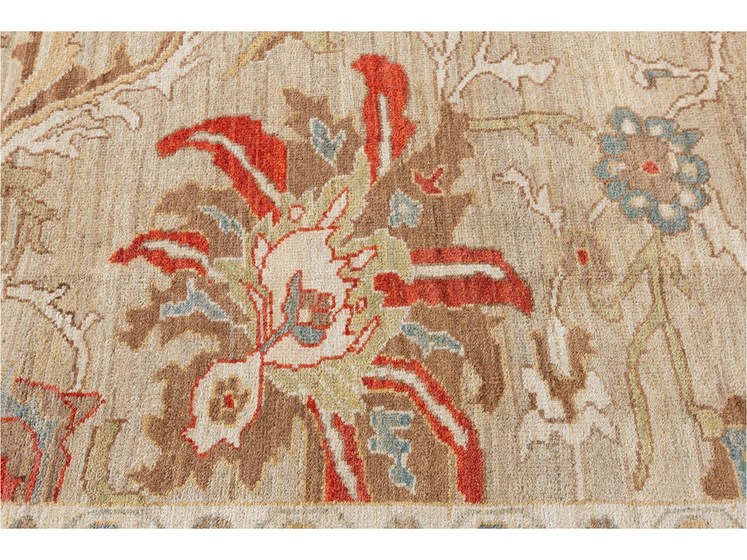 Contenporary Sultanabad Design Wool Rug 14 X 18
