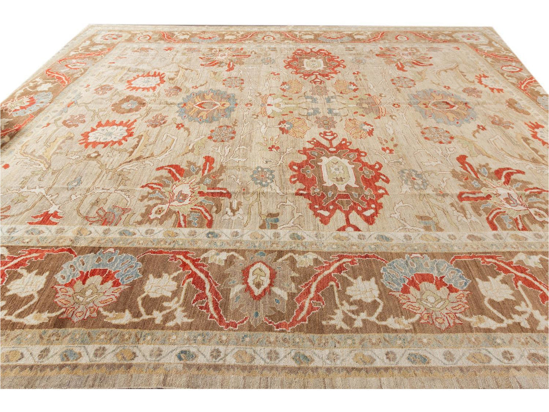 Contenporary Sultanabad Design Wool Rug 14 X 18
